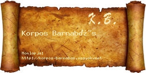 Korpos Barnabás névjegykártya
