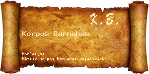 Korpos Barnabás névjegykártya